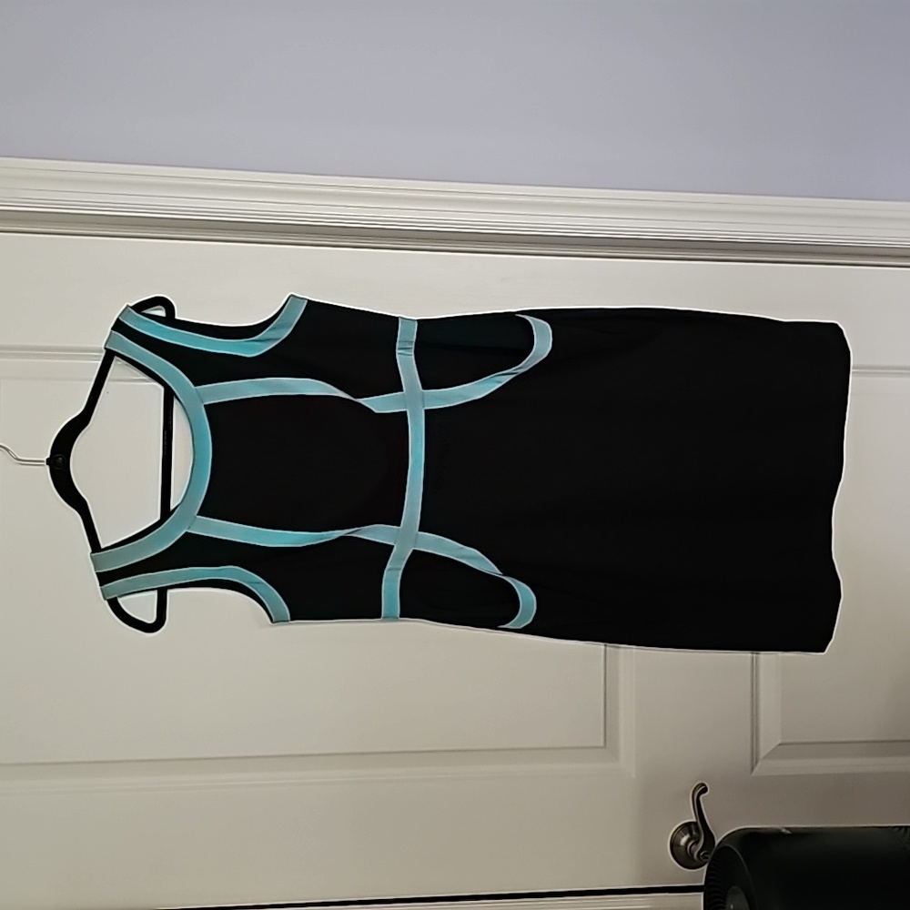 Black dress with blue trim